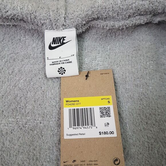 NIKE Phoenix Cozy Bouclé Long Knit Cardigan Sweater Womens SMALL Grey Swoosh - Picture 6 of 9